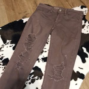 Tanish distressed skinny jeans Capri